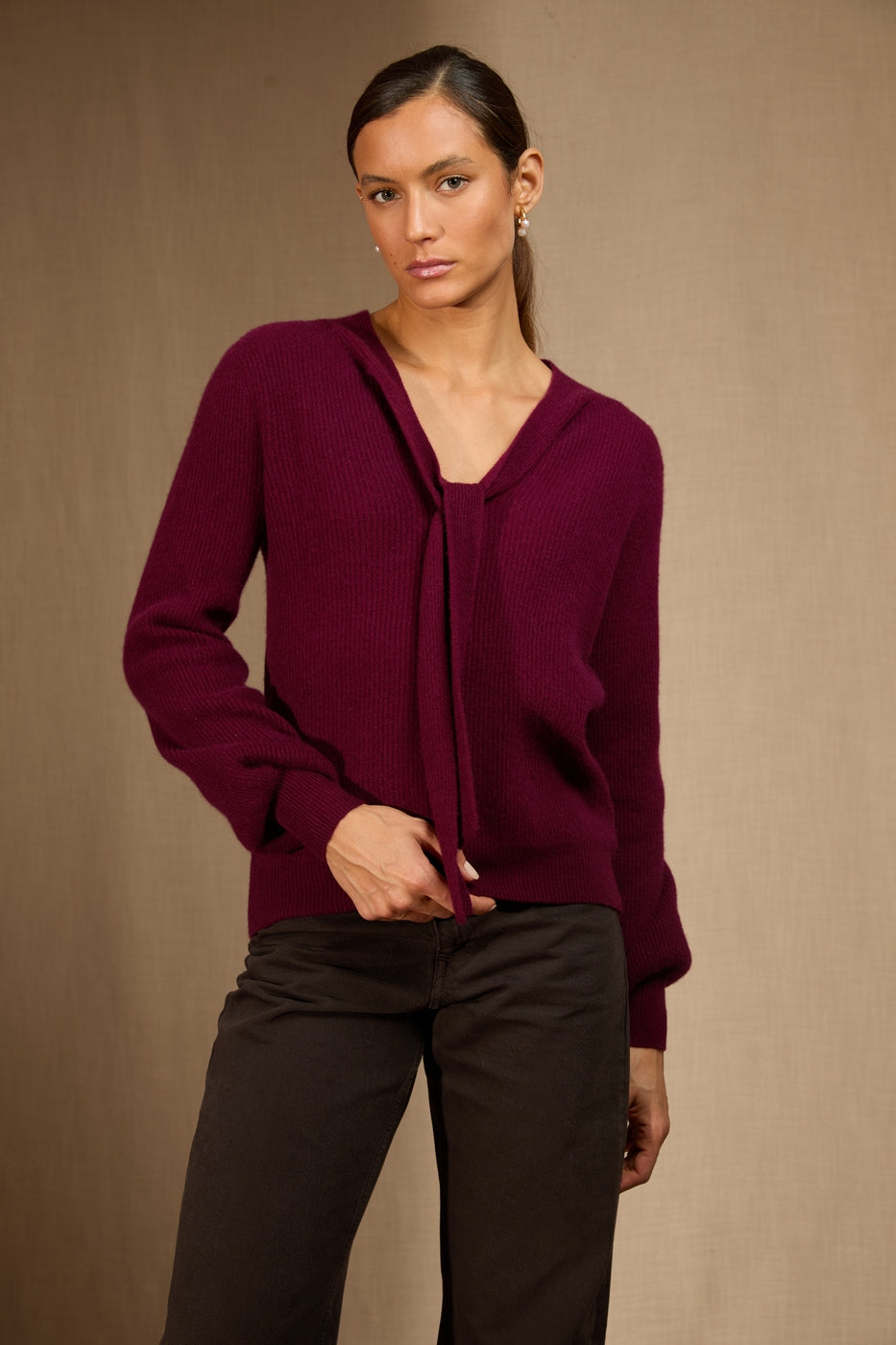 Pull Col Lavallière Ruba - Bordeaux