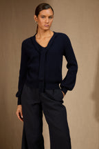 Pull Col Lavallière Ruba - Marine