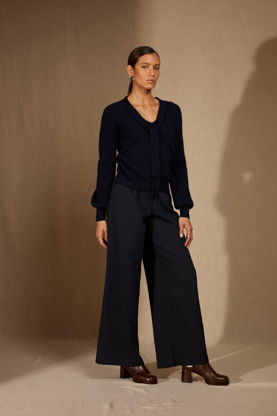 Pull Col Lavallière Ruba - Marine