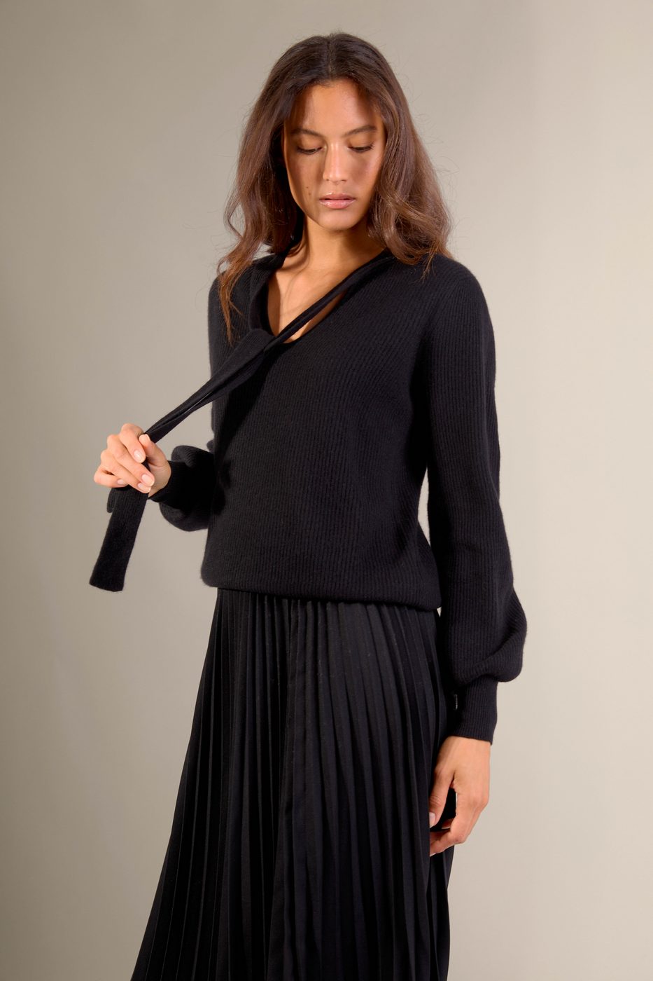 Pull Col Lavallière Ruba - Noir