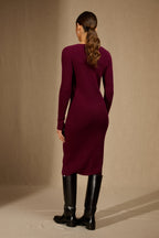 Robe Boutonnée Col V - Maria - Bordeaux