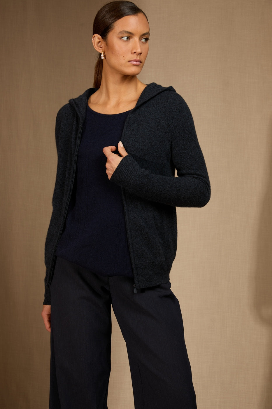 Gilet Zippé Capuche Emma - Caviar