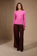 Pull Col Rond 4 Fils Corva - Rose