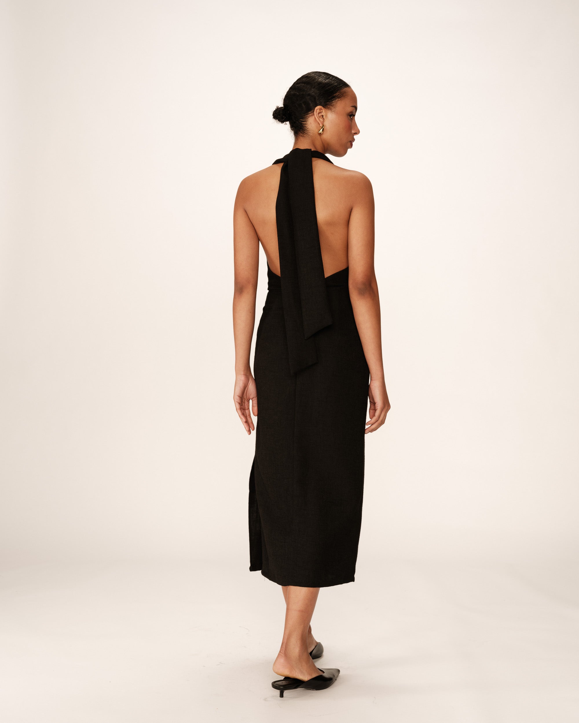 Robe Mi-Longue Perla - Noir