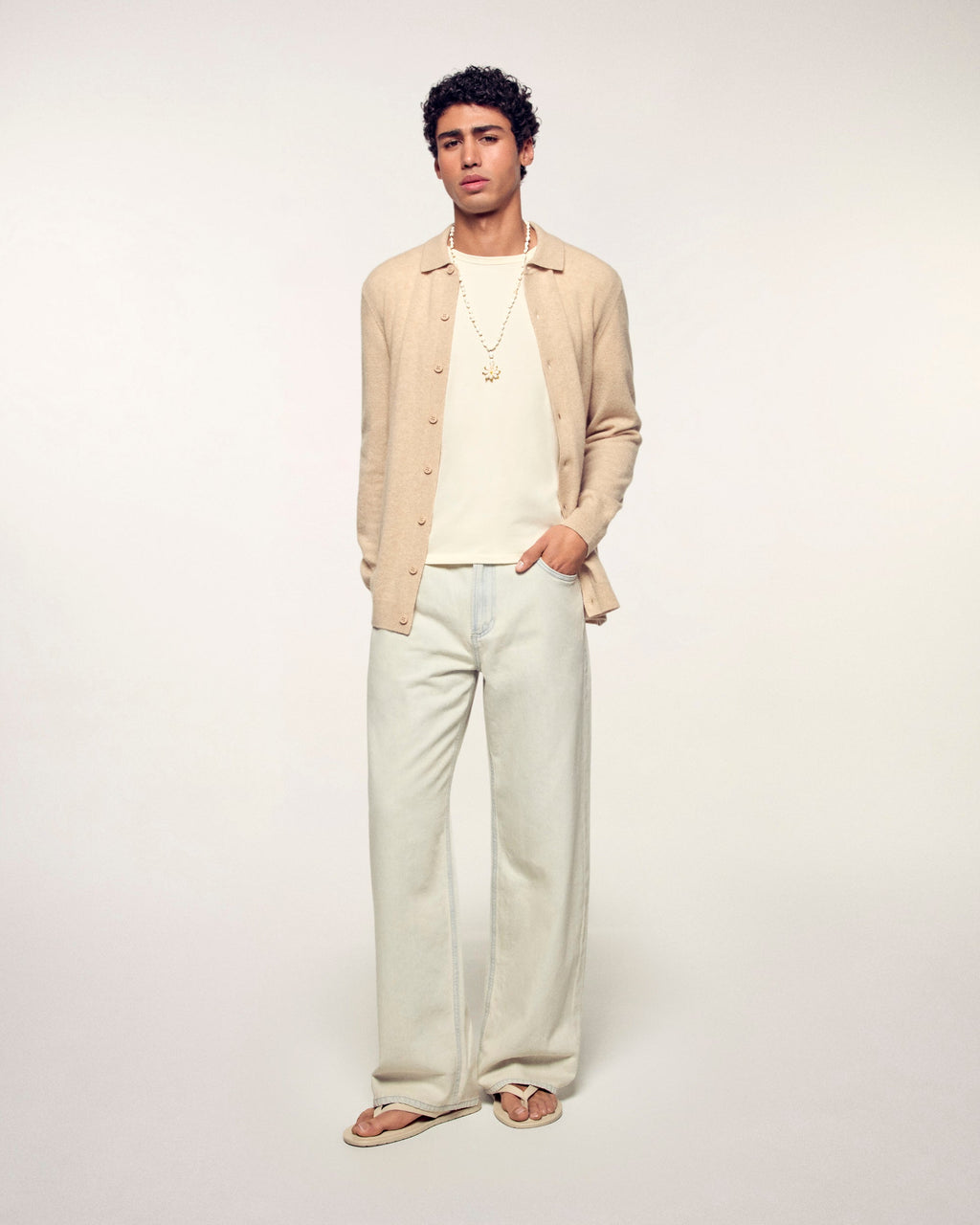 Camisa de manga larga - Beige jaspeado