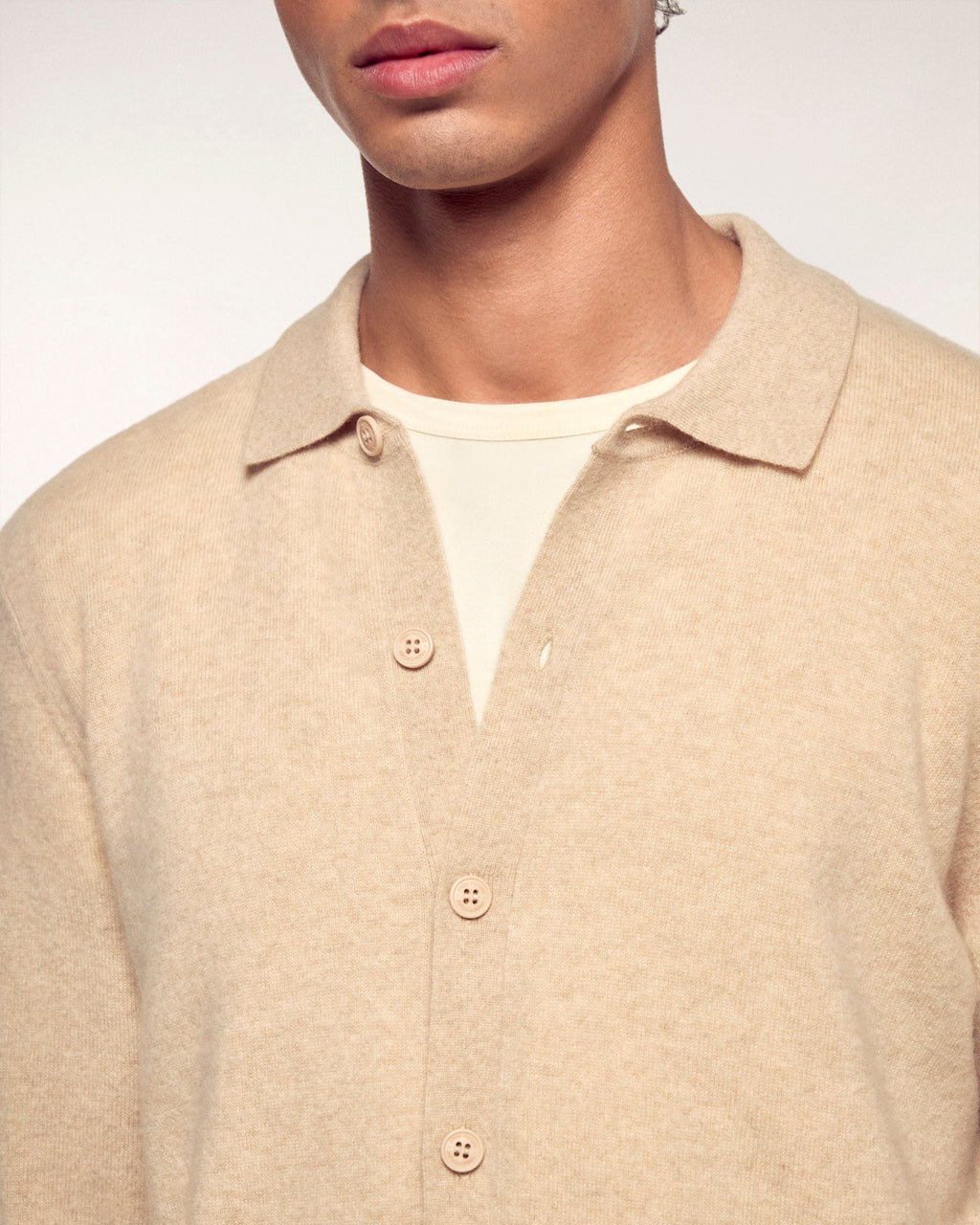 Camisa de manga larga - Beige jaspeado