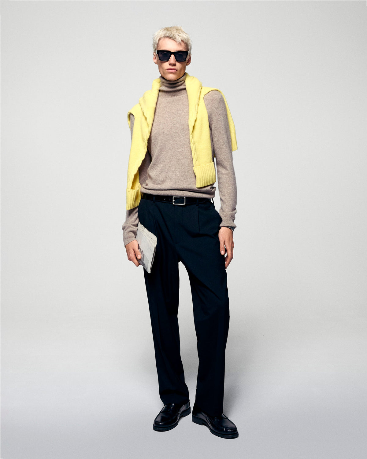 Maglione Collo Alto - Taupe Melange - Uomo