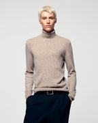 Maglione Collo Alto - Taupe Melange - Uomo