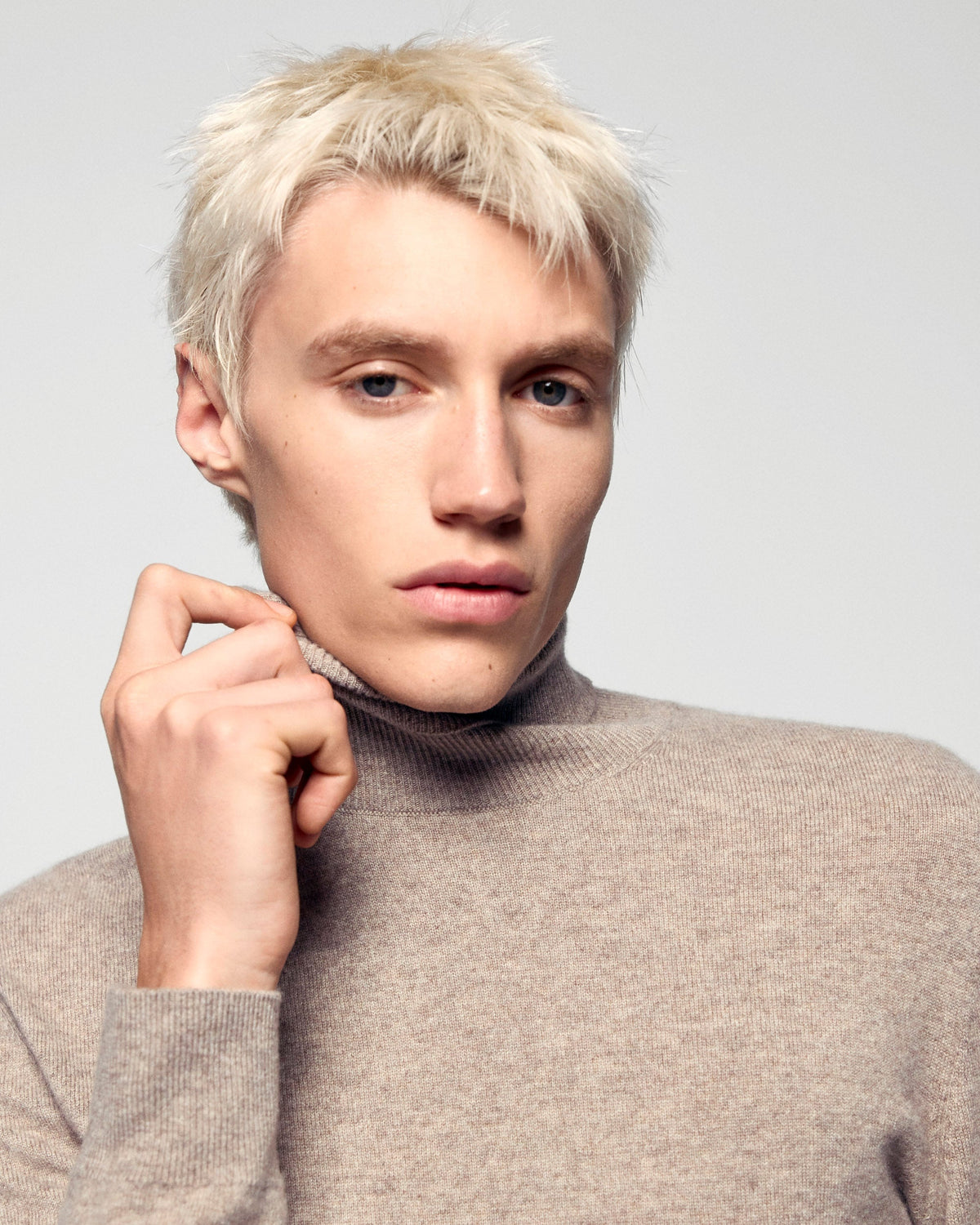 Maglione Collo Alto - Taupe Melange - Uomo