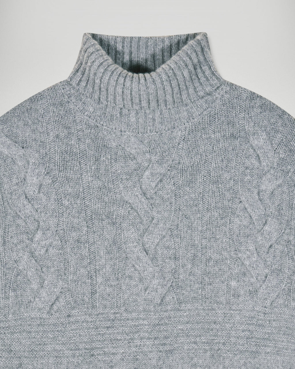 Pull Col Roulé Torsades - Gris Chiné Foncé - Homme