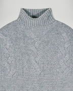 Pull Col Roulé Torsades - Gris Chiné Foncé - Homme