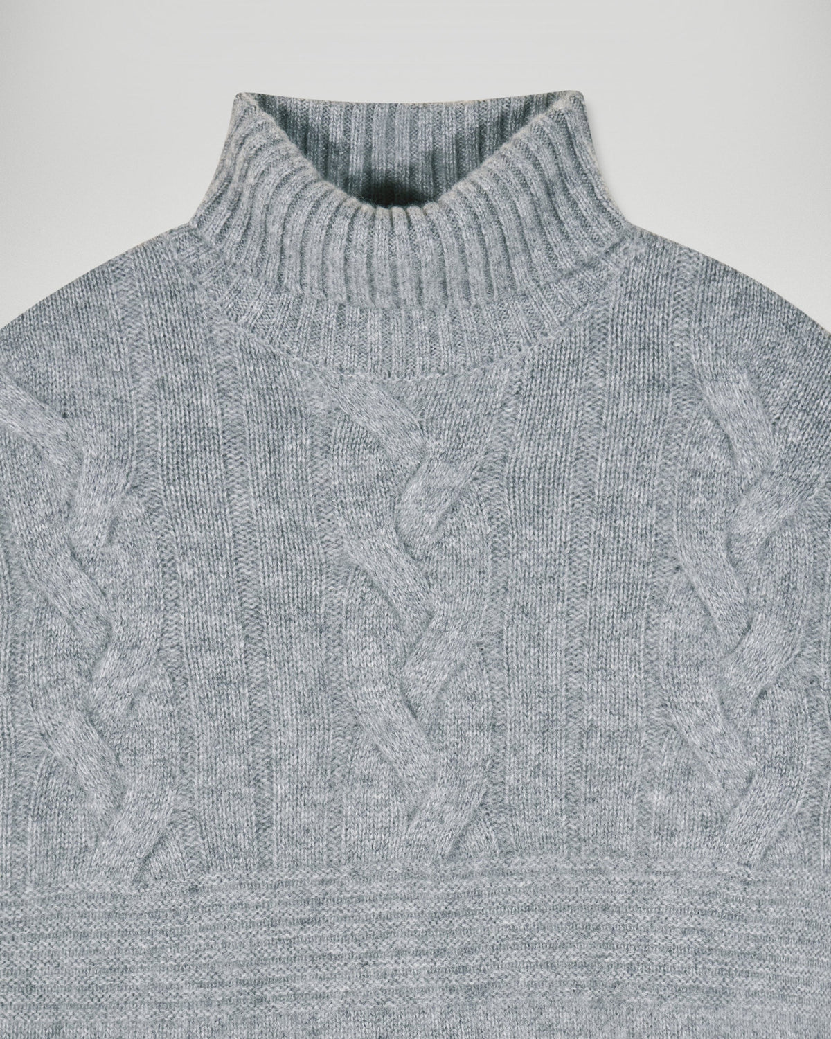 Pull Col Roulé Torsades - Gris Chiné Foncé - Homme