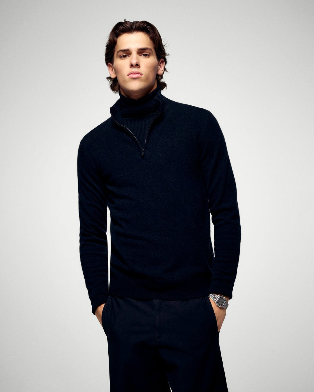 Jersey de cuello camionero - Negro - Hombre