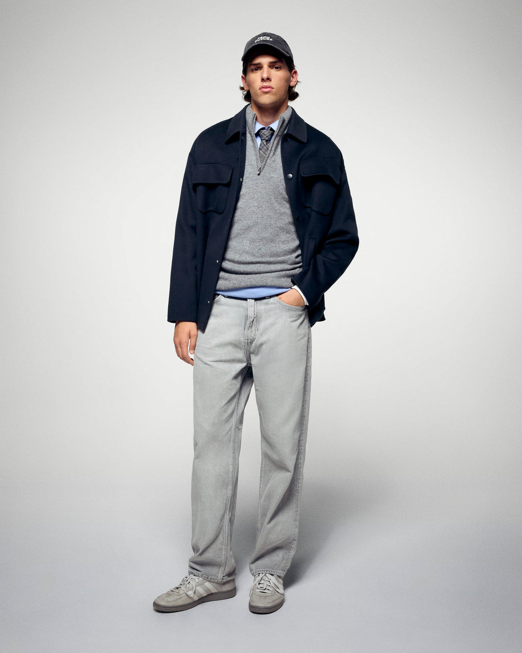 Pull Col Camionneur - Gris Chiné Foncé - Homme