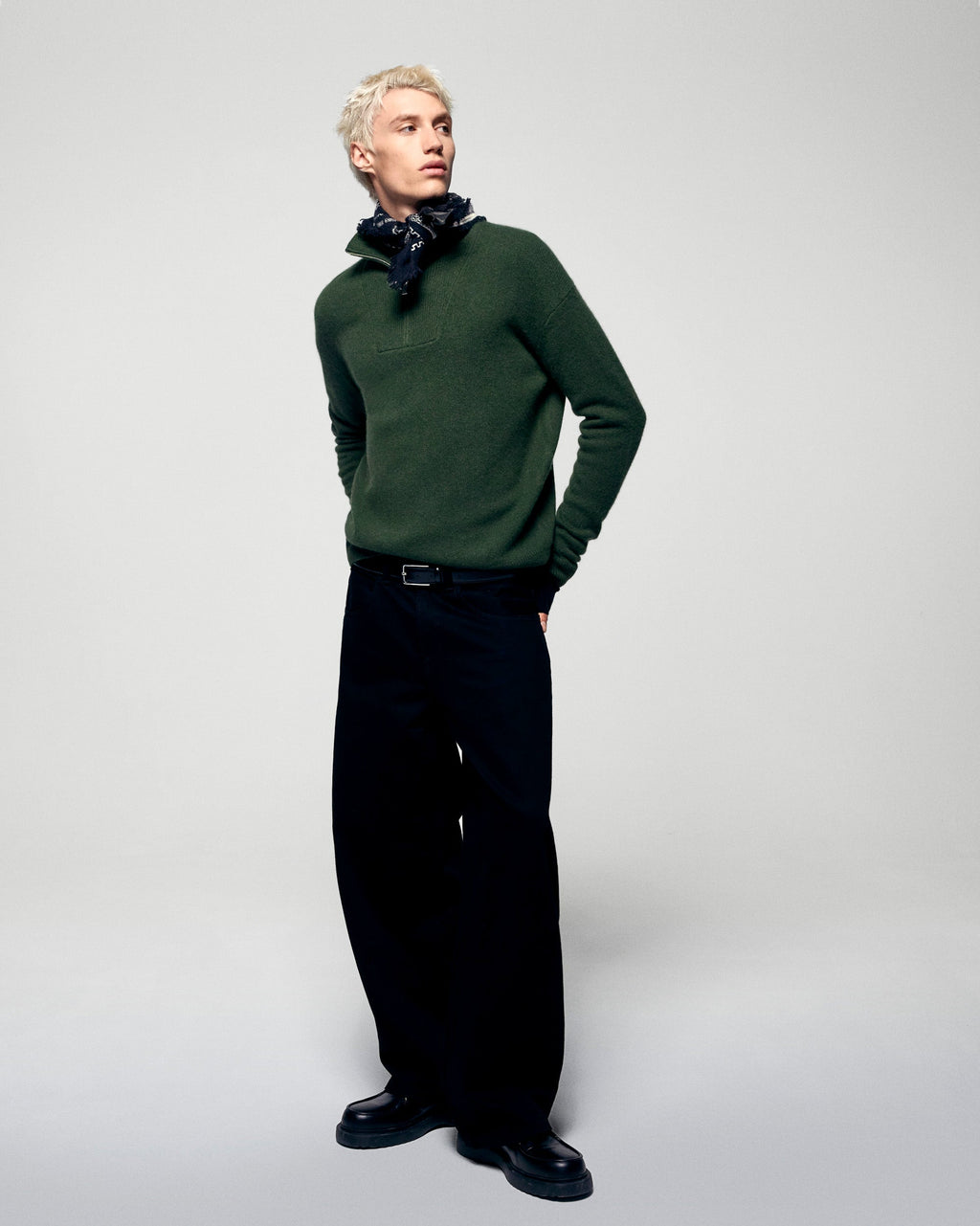 Jersey oversize de cuello camionero - Caqui - Hombre