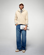 Maglione collo con zip oversize - Beige mélange - Uomo