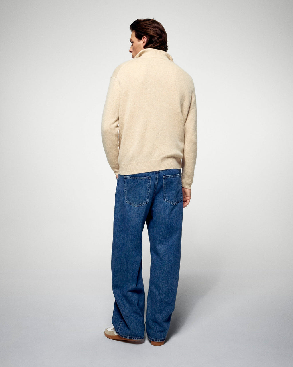 Maglione collo con zip oversize - Beige mélange - Uomo