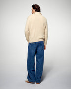 Maglione collo con zip oversize - Beige mélange - Uomo
