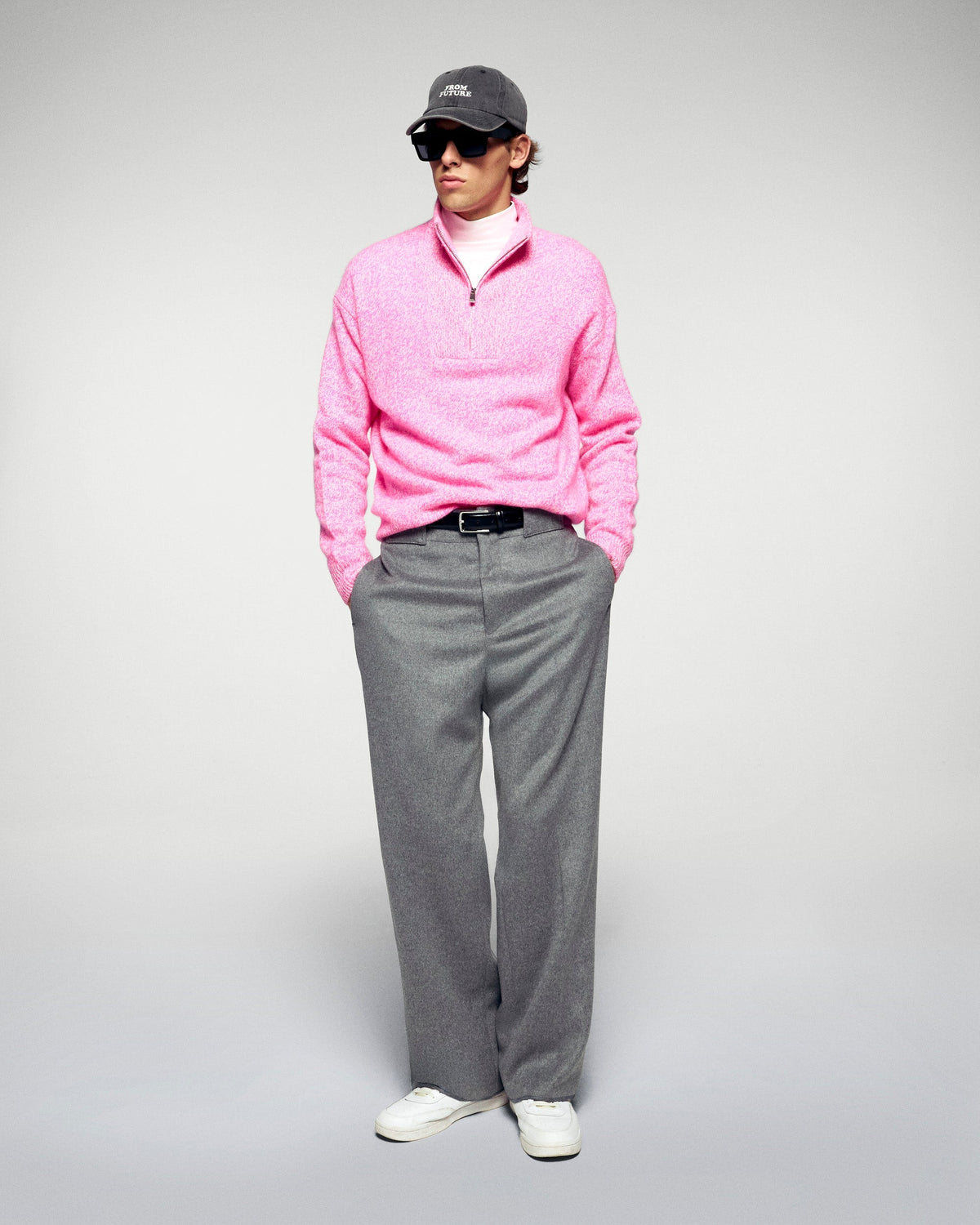 Maglione Collo Zip - Luminous Pink - Uomo