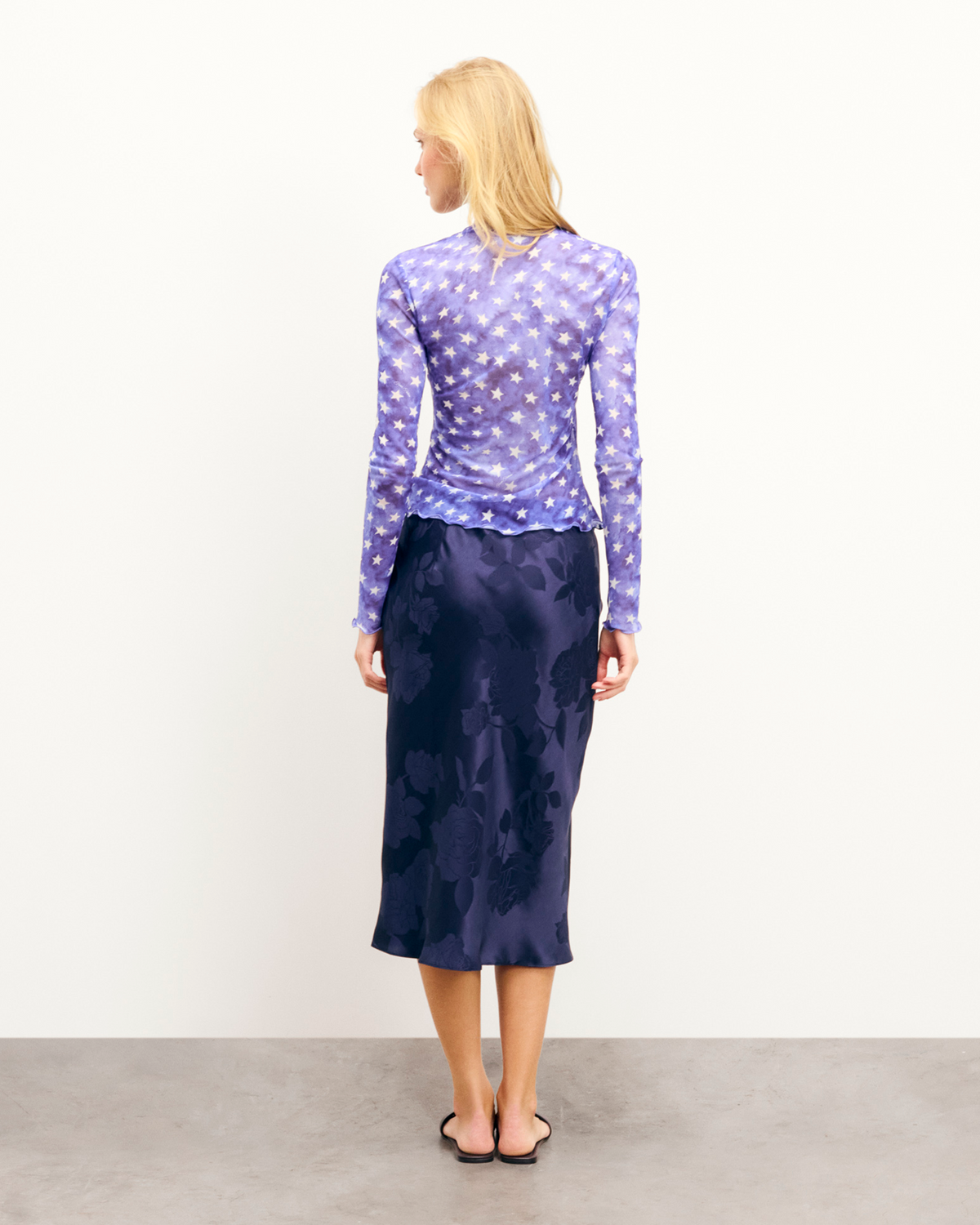 Gonna Midi Gina - Navy Jacquard - Donna
