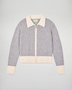 Maglione Cardigan Bordi a Contrasto - Grigio Chiné Scuro - Donna