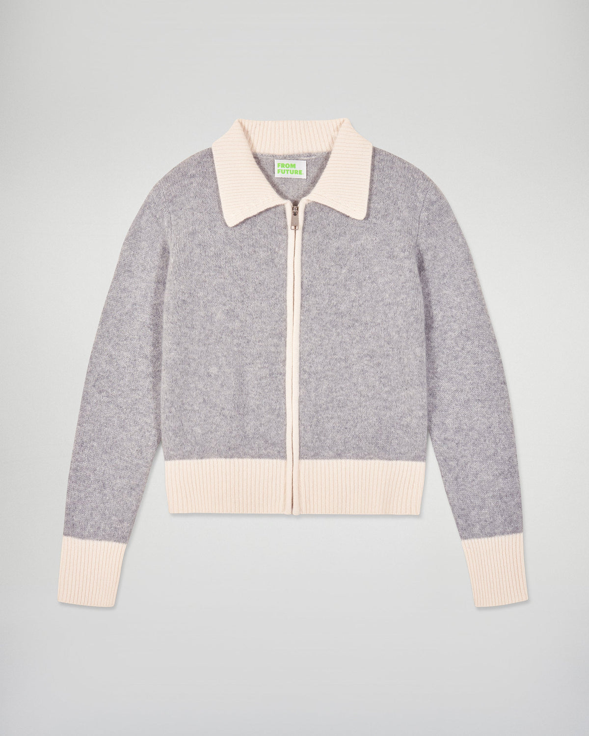 Maglione Cardigan Bordi a Contrasto - Grigio Chiné Scuro - Donna