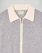 Maglione Cardigan Bordi a Contrasto - Grigio Chiné Scuro - Donna