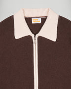 Jersey tipo cárdigan con bordes en contraste - Chocolate - Mujer