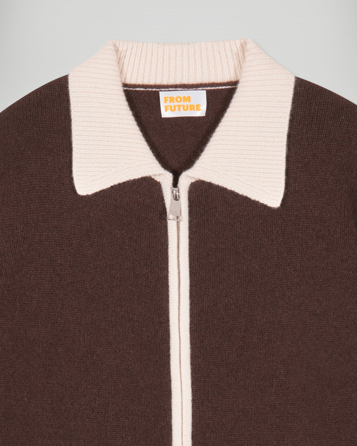 Jersey tipo cárdigan con bordes en contraste - Chocolate - Mujer