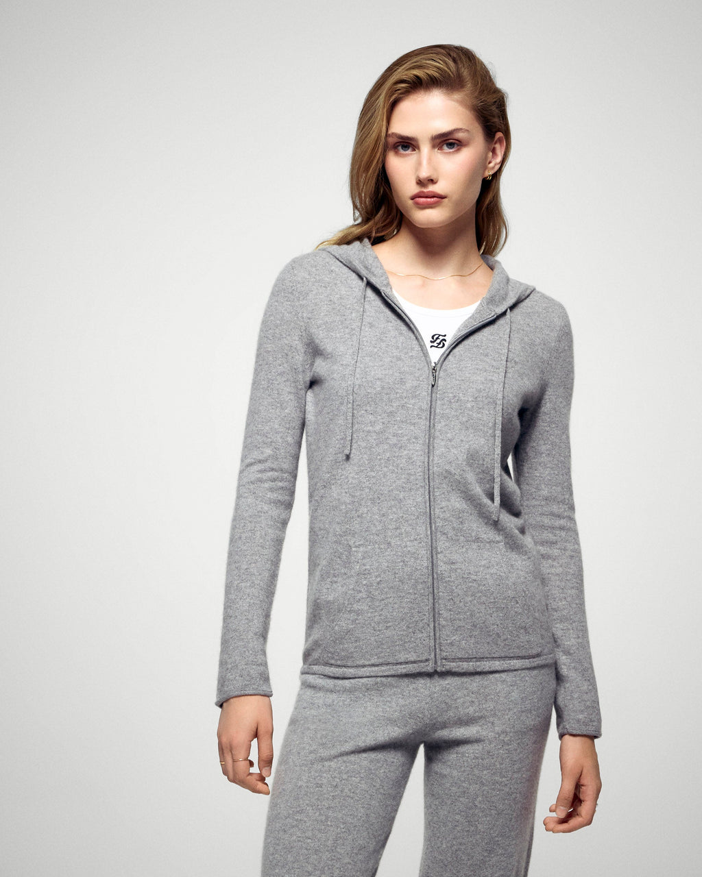 Zip-Up Hoodie Jumper - Dark Marl Grey - Women