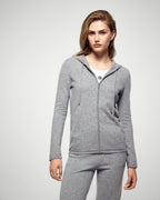 Zip-Up Hoodie Jumper - Dark Marl Grey - Women