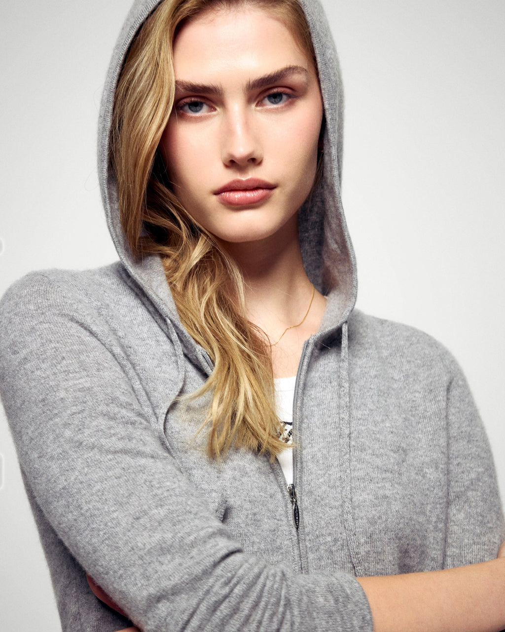 Zip-Up Hoodie Jumper - Dark Marl Grey - Women