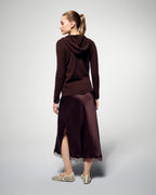 Maglione Hoodie con Zip - Cioccolato - Donna