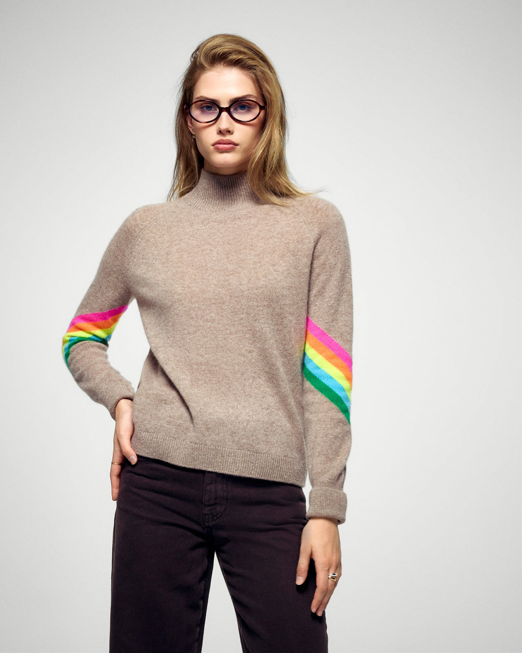 Pull Col Montant - Taupe Chiné - Femme
