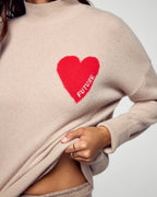 Pull Col Montant Coeur - Iced Sand - Femme
