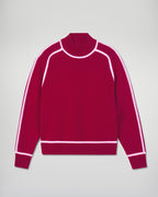 High-Neck Jumper with Contrasting Piping - Solar Burgundy - Women