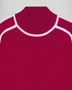 High-Neck Jumper with Contrasting Piping - Solar Burgundy - Women