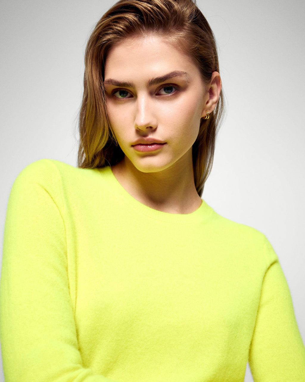 Jersey de cuello redondo - Amarillo fluorescente - Mujer
