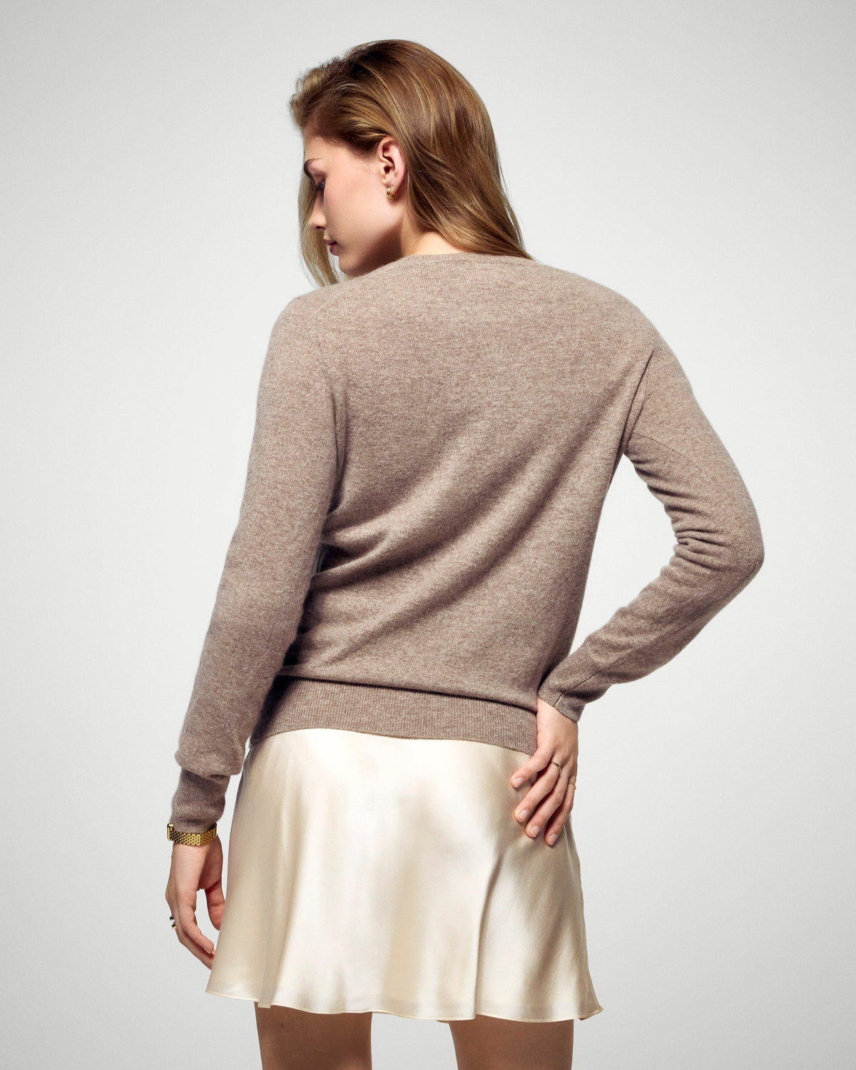 Pull Col Rond - Taupe Chiné - Femme