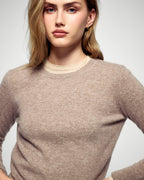 Pull Col Rond - Taupe Chiné - Femme