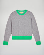 Pull Col Rond Bicolore - Gris Chiné Foncé - Femme