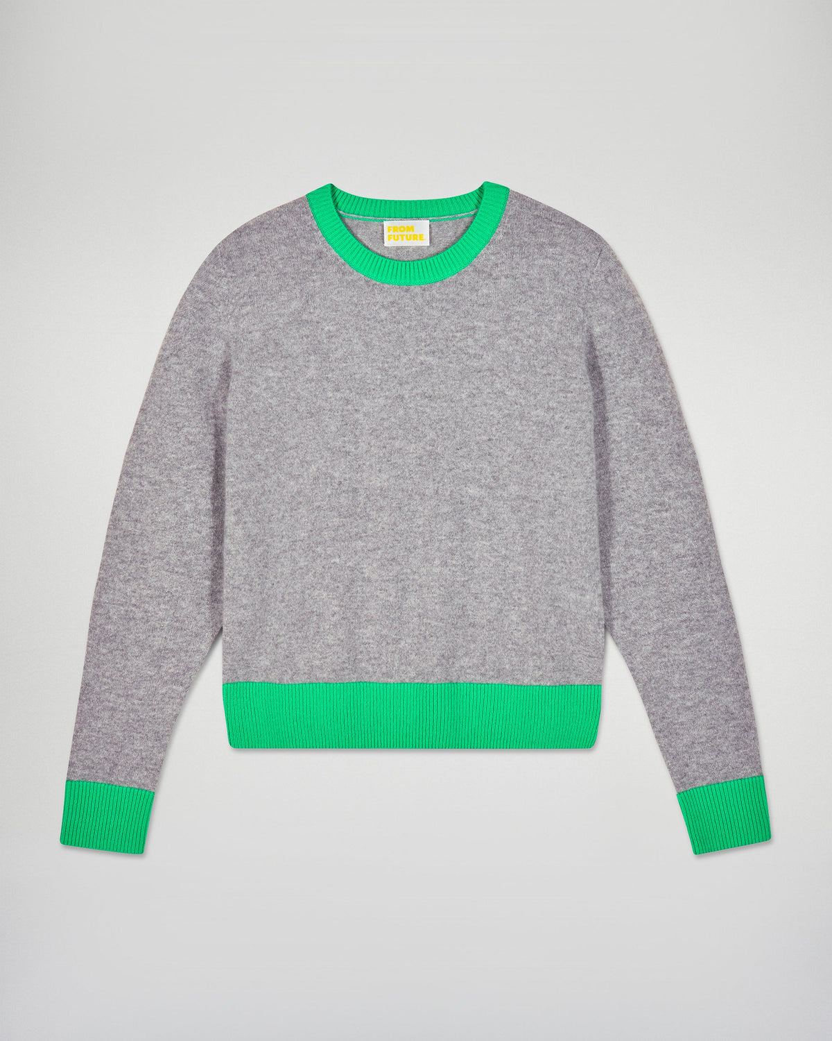 Pull Col Rond Bicolore - Gris Chiné Foncé - Femme