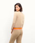 Cropped Round-Neck Jumper - Mottled Beige - Women