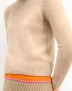 Cropped Round-Neck Jumper - Mottled Beige - Women