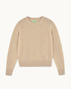 Cropped Round-Neck Jumper - Mottled Beige - Women