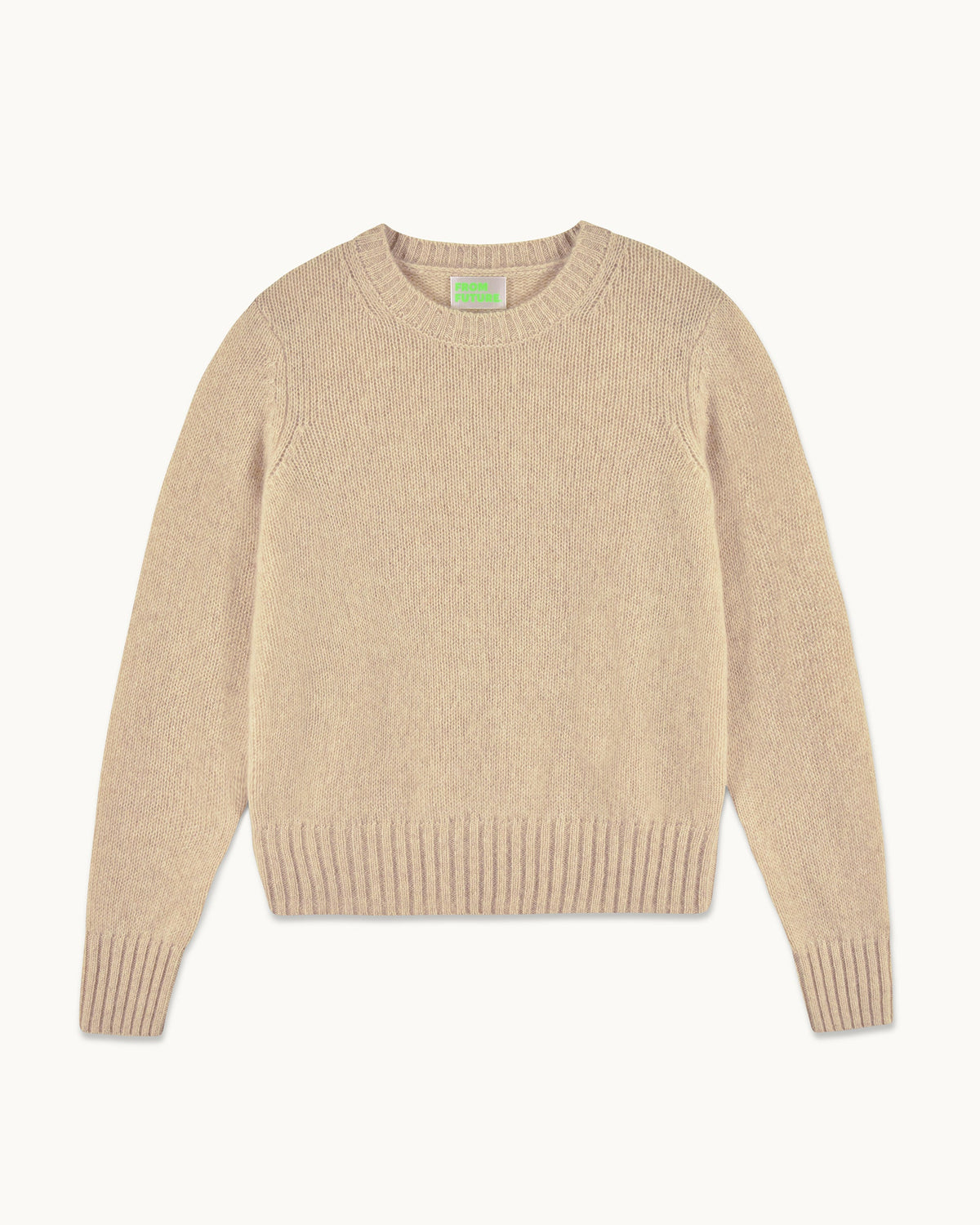 Cropped Round-Neck Jumper - Mottled Beige - Women