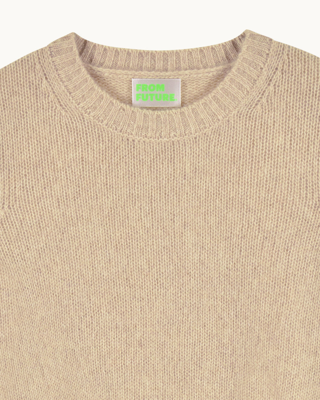 Cropped Round-Neck Jumper - Mottled Beige - Women