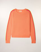 Pull Col Rond Bandes Multicolores Aux Manches - Star Orange