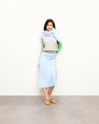 Crew Neck Striped Jumper - Light Grey Mélange - Women