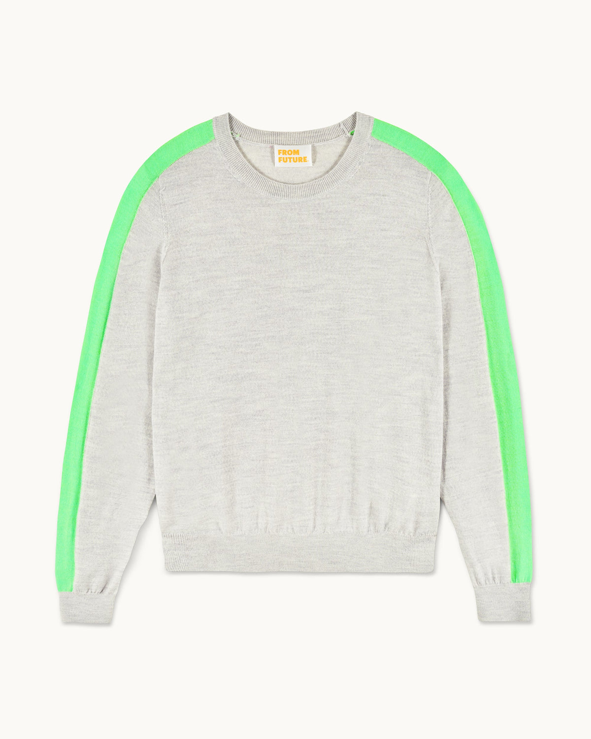Crew Neck Striped Jumper - Light Grey Mélange - Women